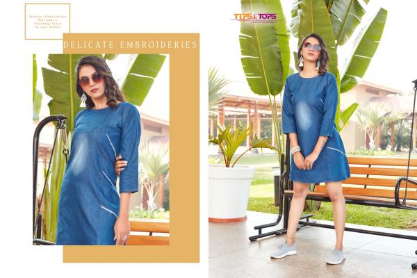 Tips & Tops Blue Fancy Denim Western Kurti